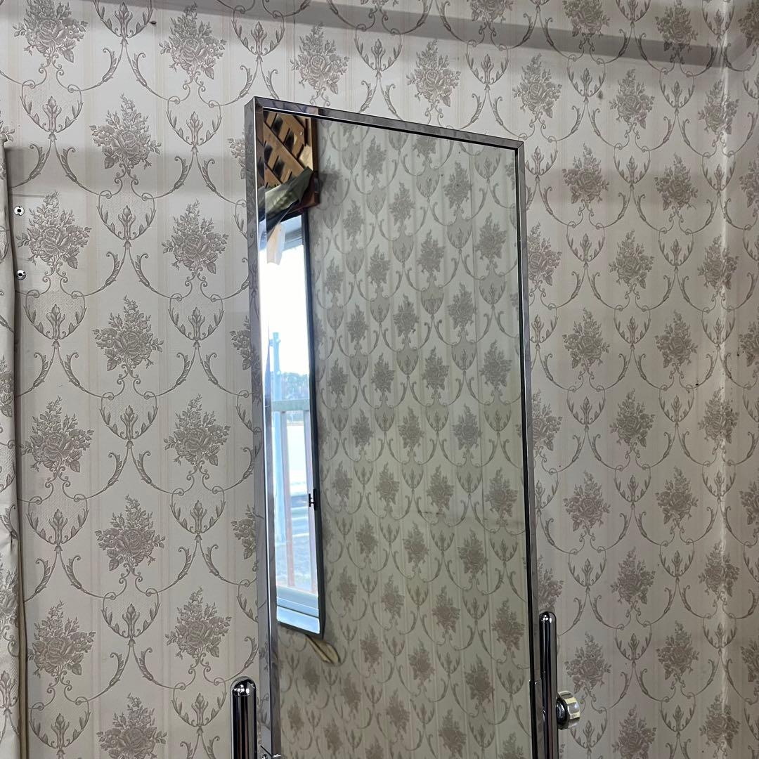 【インダストリアル】アイアンフレーム メタル キャスター付 ミラー 全身鏡 姿見