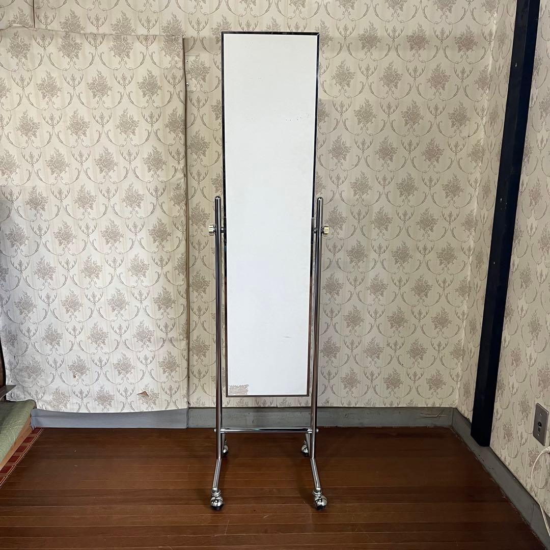 【インダストリアル】アイアンフレーム メタル キャスター付 ミラー 全身鏡 姿見