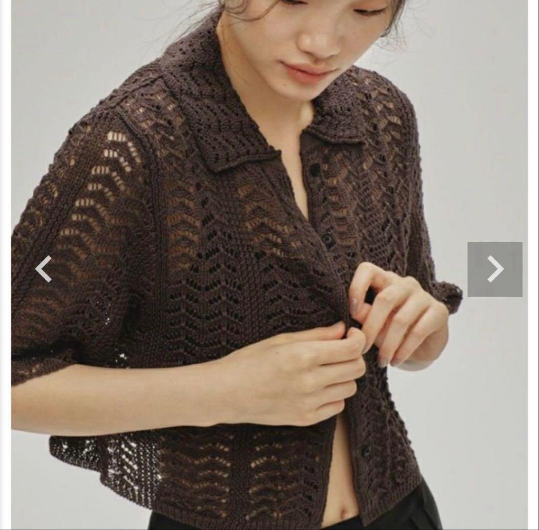 〈美品〉todayful / Lace Knit Shirts グレーF