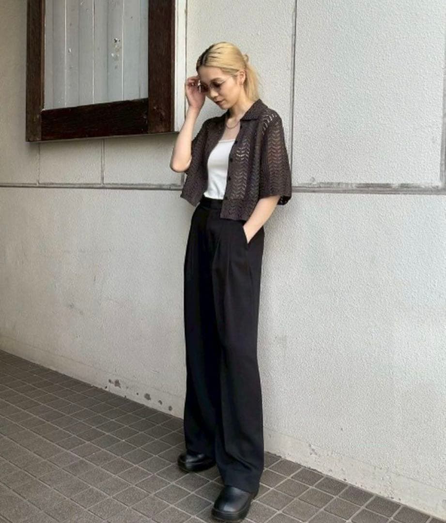 〈美品〉todayful / Lace Knit Shirts グレーF