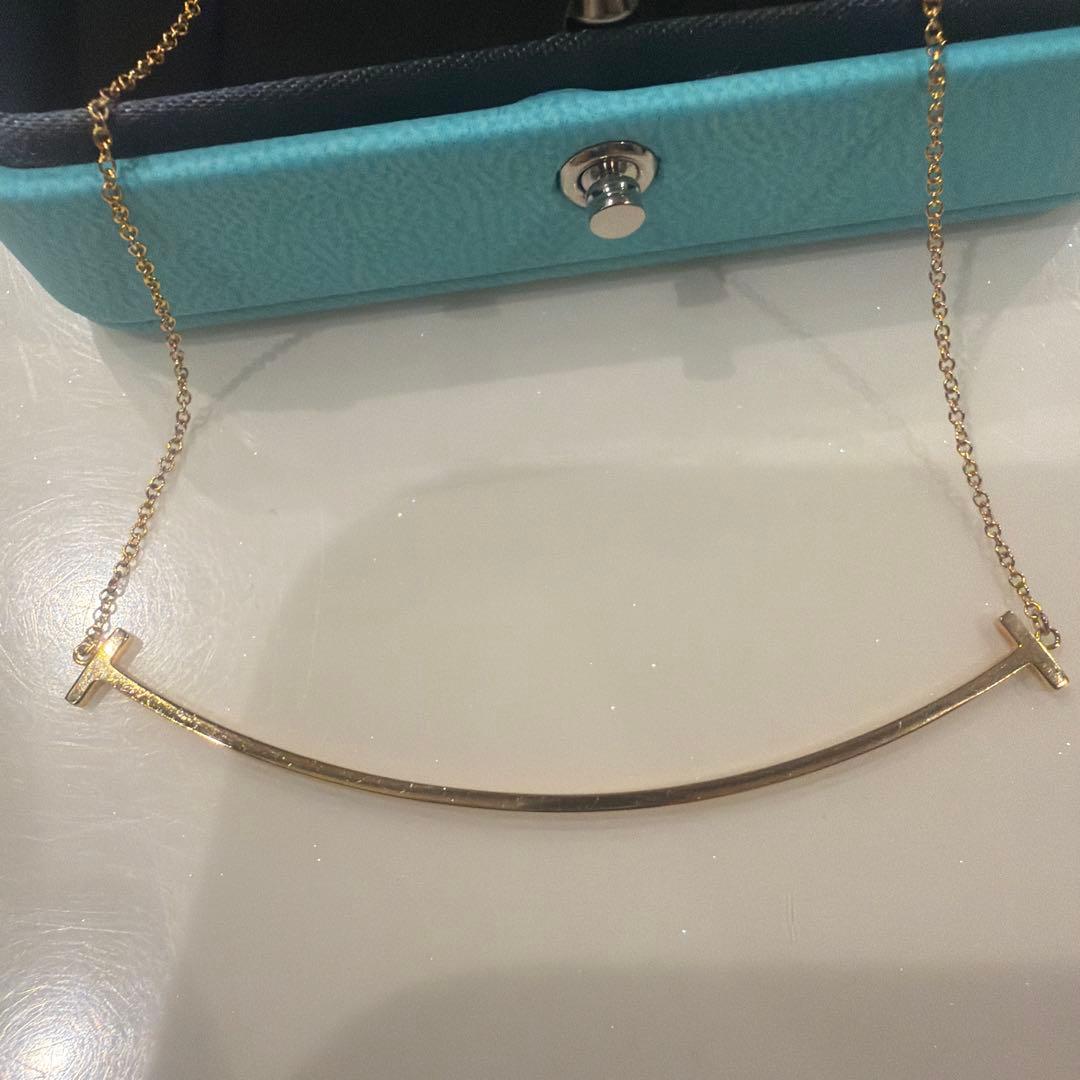 ティファニー　スマイルラージ　ピンクゴールドネックレス