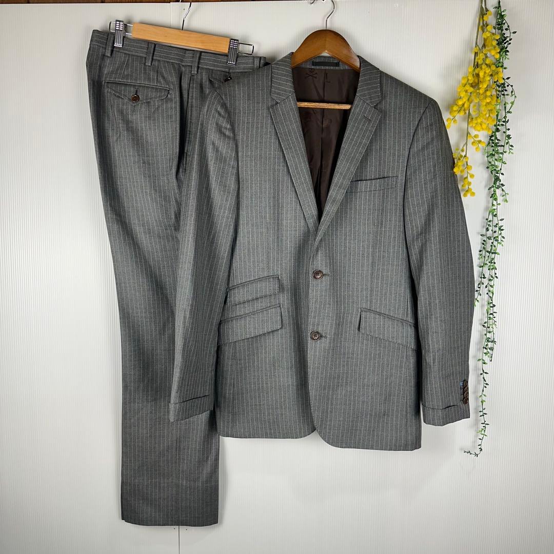 ラブレス LOVELESS スーツ ストライプ グレー 50 日本製 羊毛