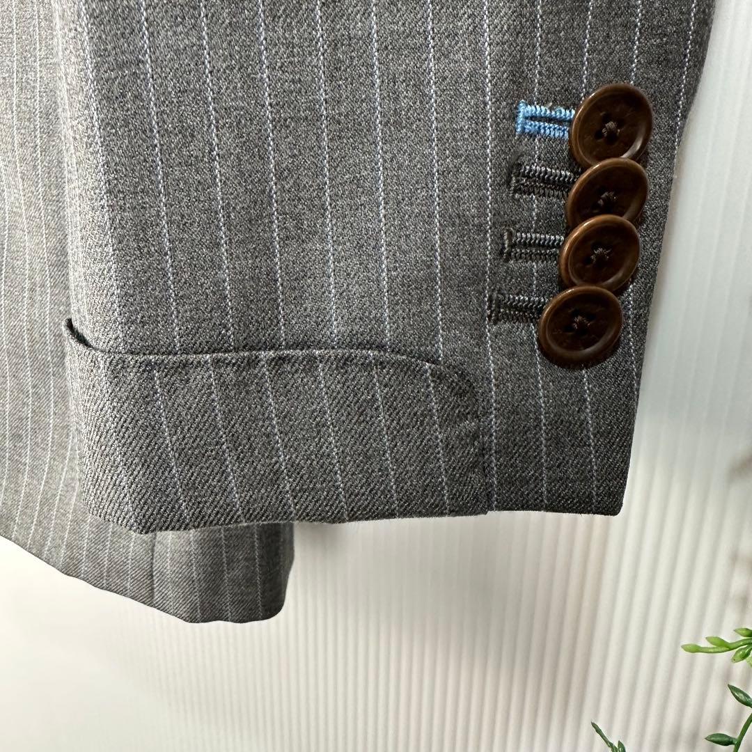 ラブレス LOVELESS スーツ ストライプ グレー 50 日本製 羊毛