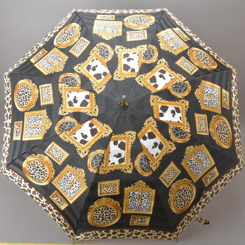 クリスチャン・ディオール◇長傘 パンサー 額縁 ゴールド ブラック 全長92cm