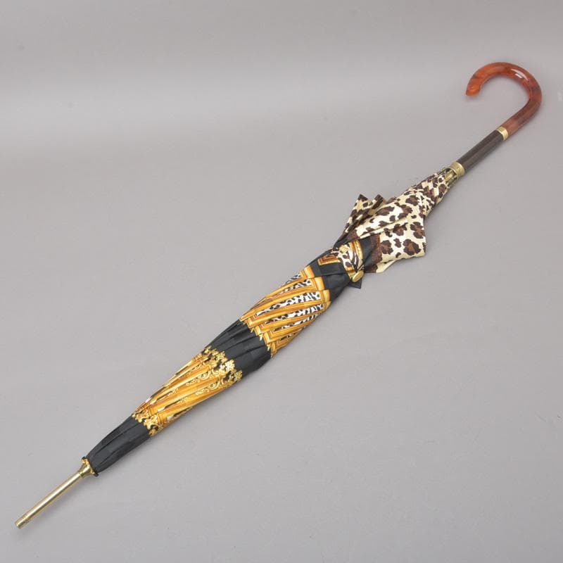 クリスチャン・ディオール◇長傘 パンサー 額縁 ゴールド ブラック 全長92cm