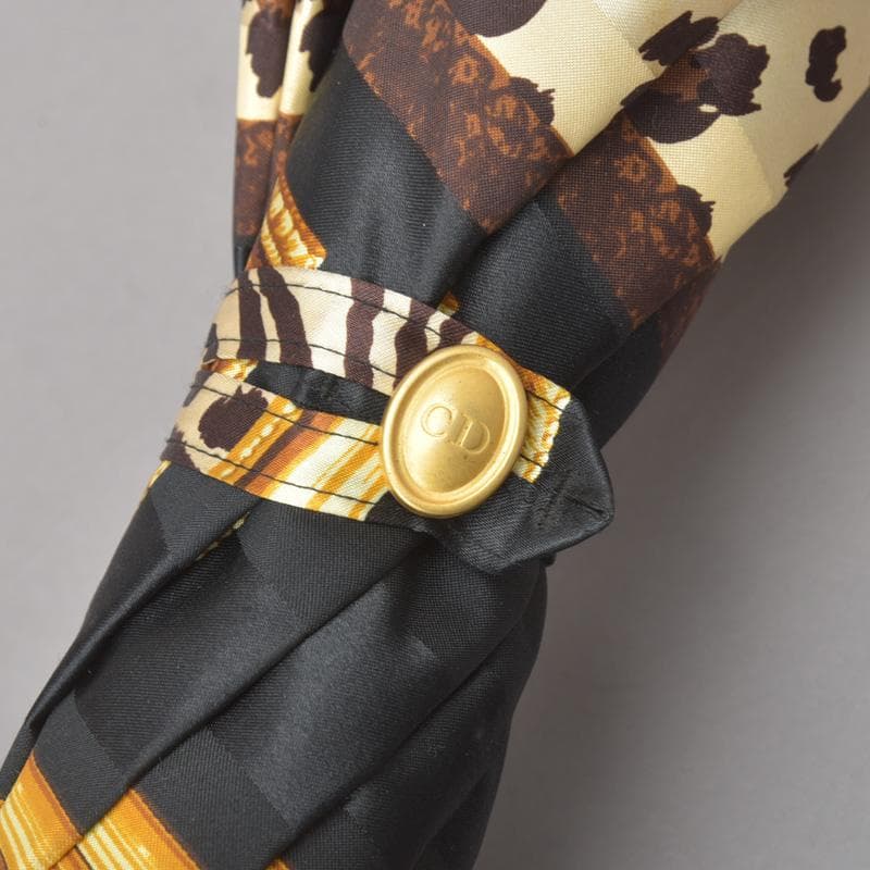 クリスチャン・ディオール◇長傘 パンサー 額縁 ゴールド ブラック 全長92cm