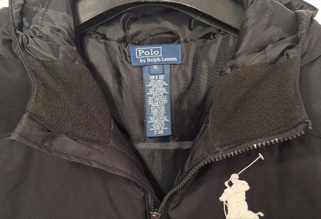 RALPH LAUREN　ラルフローレン フード付き黒ダウンベスト　美品