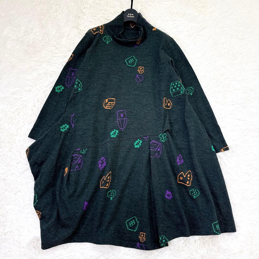 [美品✨2023] 慈雨 センソユニコ　ワンピース　変形　刺繍　ハイネック　40