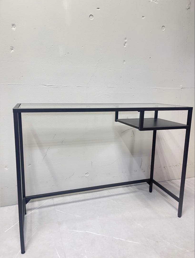 美品 IKEA ガラス テーブル 机 パソコンデスク VITTSJO 黒 廃盤