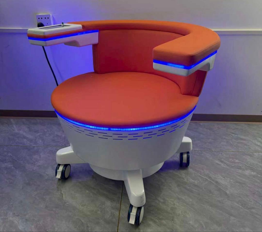 オレンジ、水色、骨盤底筋　トレ一ニングチェア EMS 電磁パルス　椅子