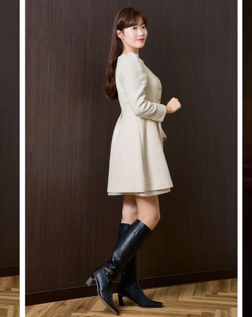 新品 herlipto Mondrian Tweed Mini Dress 白