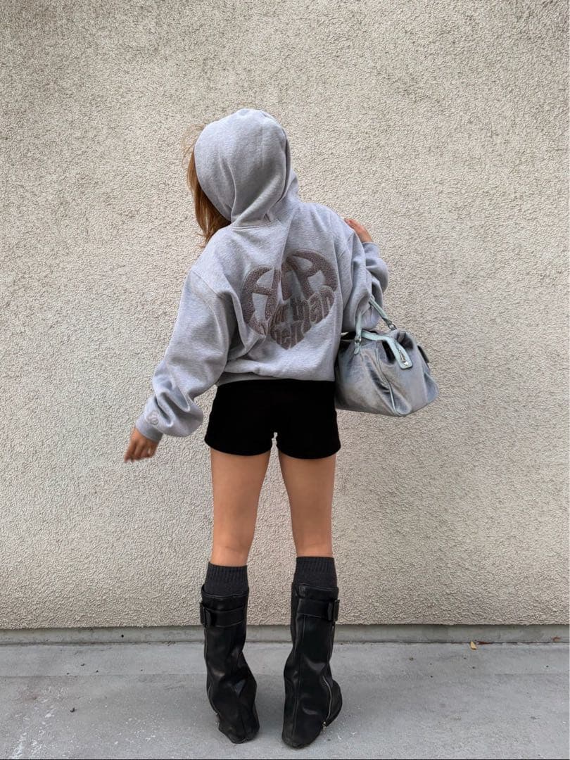 トップス HTH glitter heart logo zip hoodie