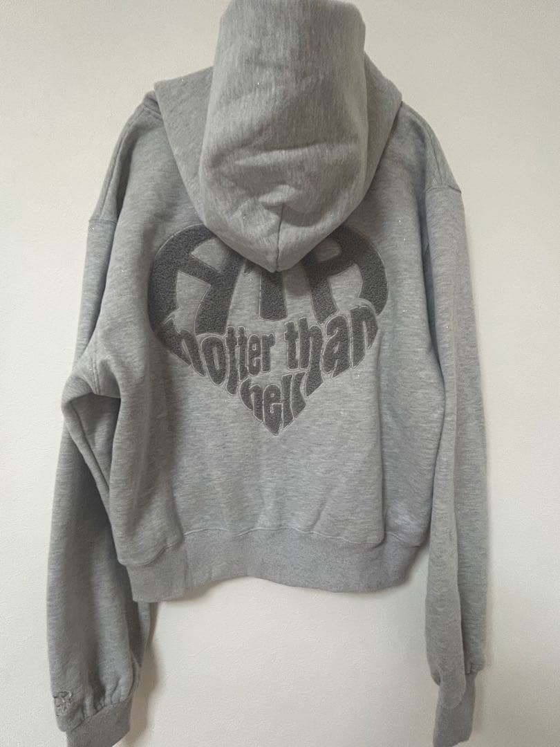 トップス HTH glitter heart logo zip hoodie