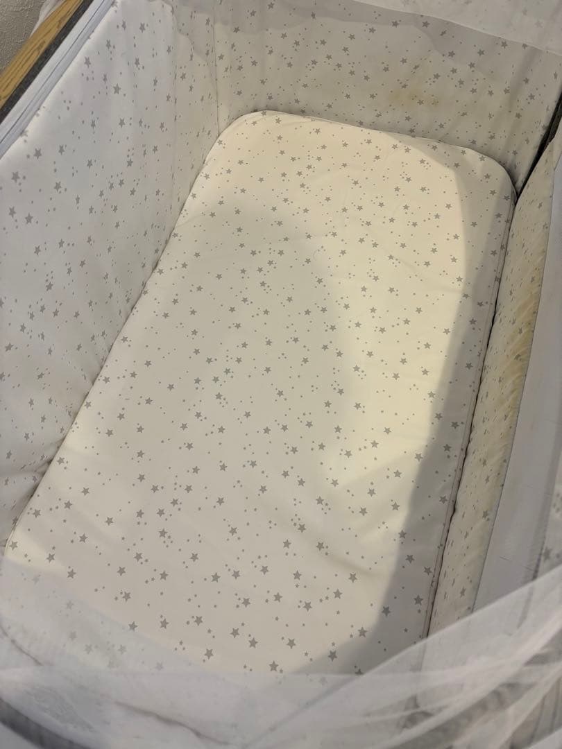 HZDMJ ベビーベッド グレー 折りたたみ　蚊帳付き