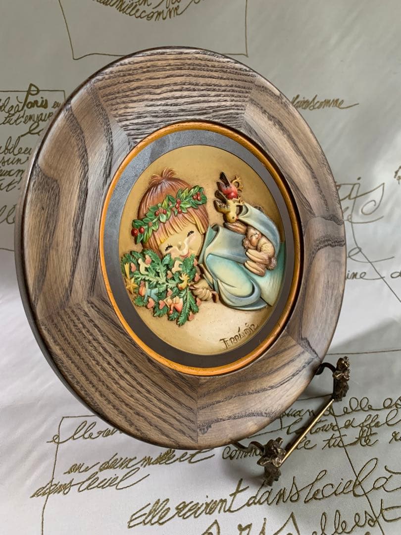 アンリ人形　ビンテージ1977年クリスマス木製プレート！可愛い過ぎます！