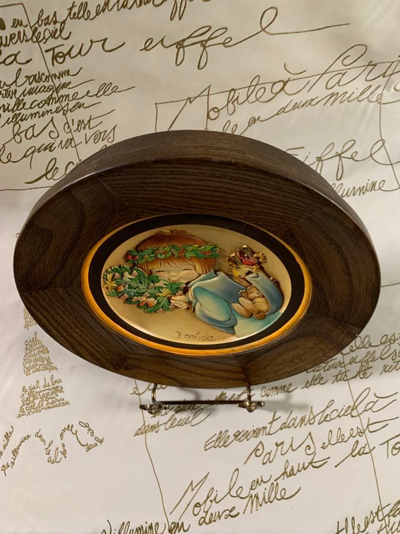 アンリ人形　ビンテージ1977年クリスマス木製プレート！可愛い過ぎます！