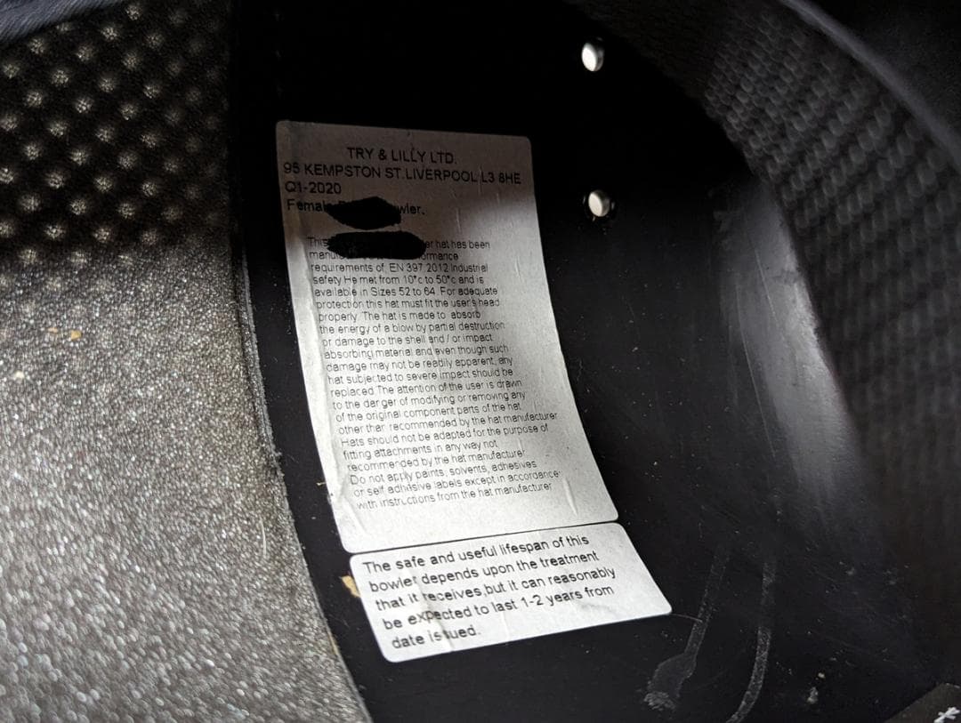 イギリス警察 安全ヘルメット ボーラーハット L　 ブラック ウール