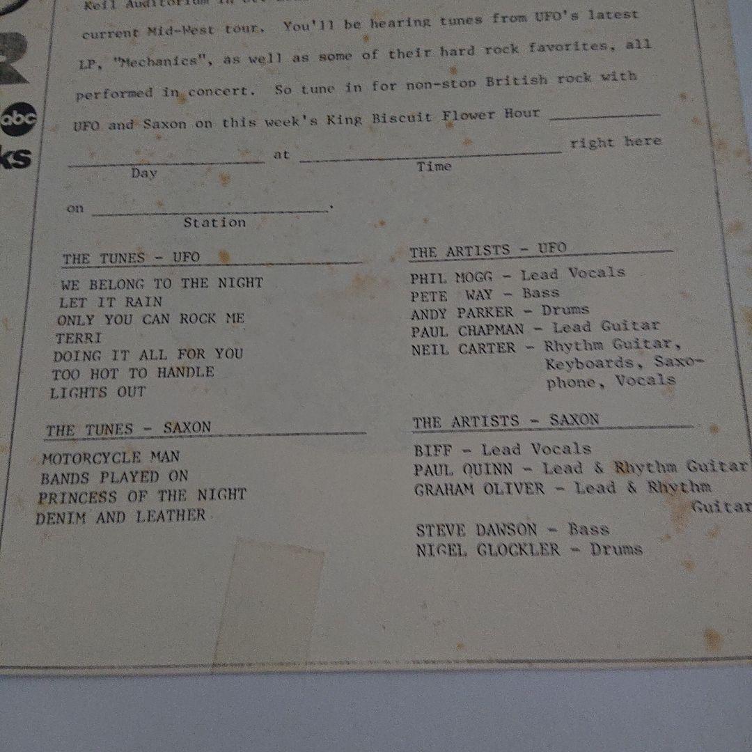 激レア【米放送局用ライブLP】UFO & SAXON/King Biscuit～
