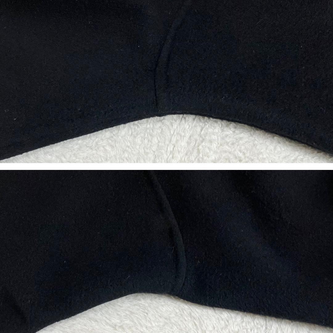 伊太利屋　イタリヤ ファーウールコート　毛皮 ブラック　大きめサイズ11 黒