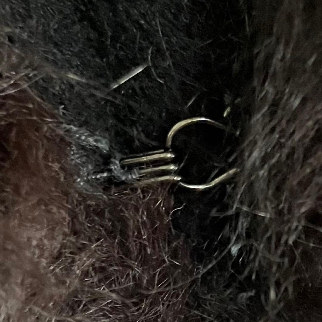 伊太利屋　イタリヤ ファーウールコート　毛皮 ブラック　大きめサイズ11 黒