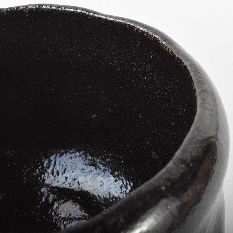 茶道具　芳幽斎　加藤石春作　黒楽茶碗　共箱　M　R6919