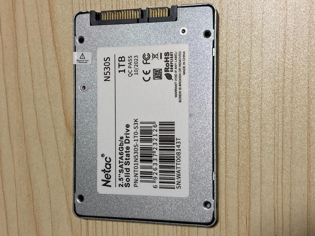 Netac N530S 1TB SSD 2.5インチ SATA 使用時間僅か