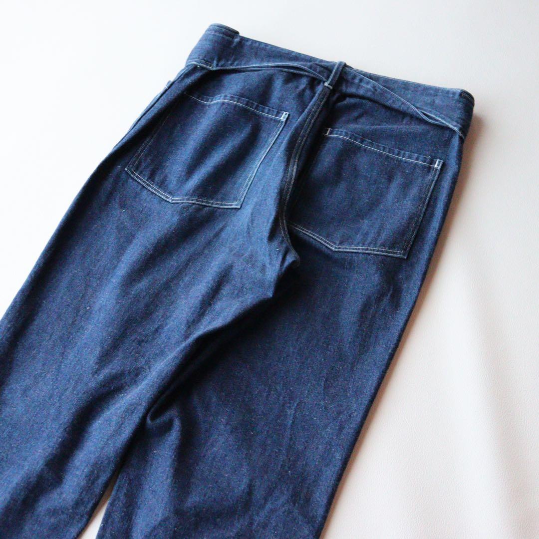 5298【美品】COMOLI　ベルテッドデニム ワイドパンツ　インディゴ　XS