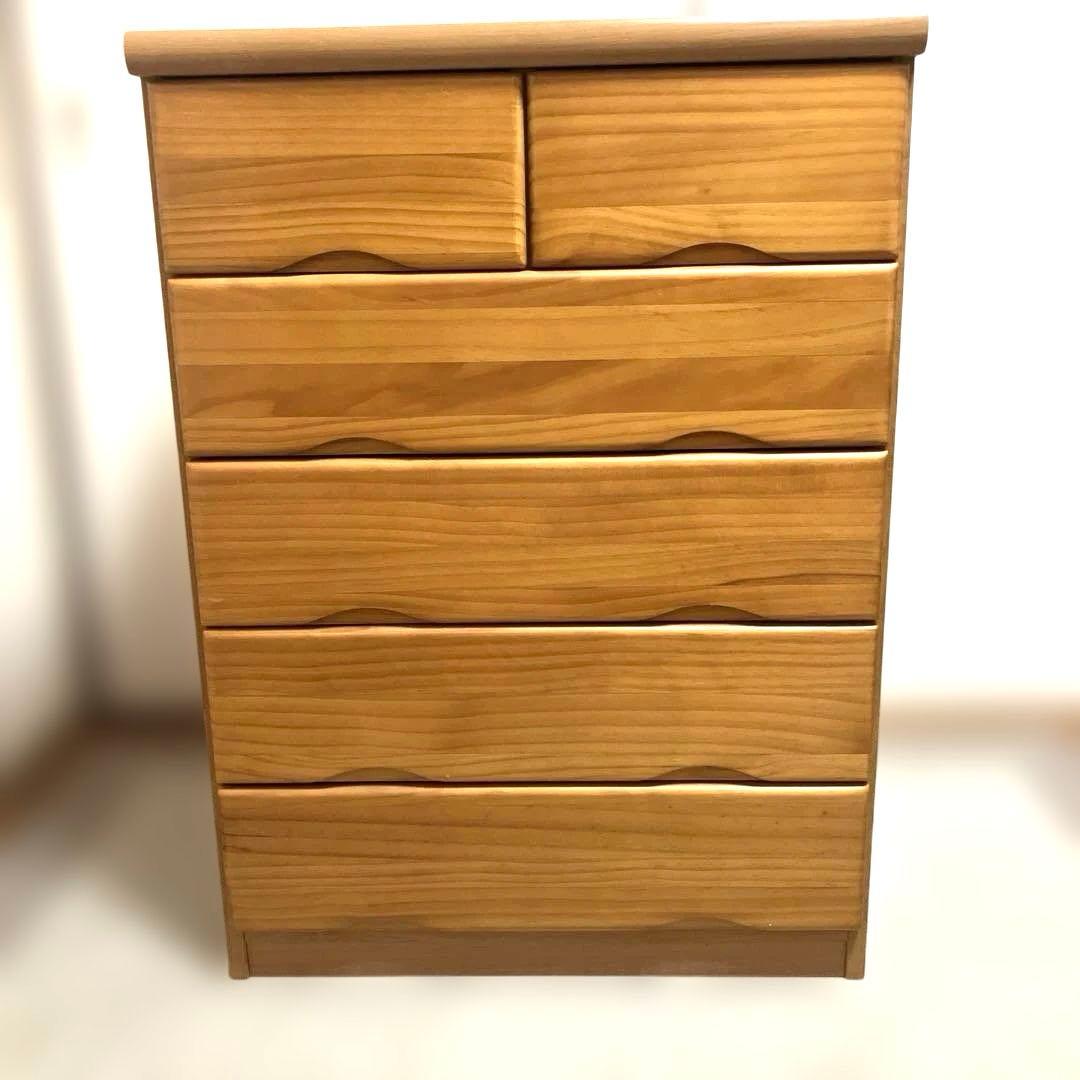 華蓮　木製チェスト ナチュラルウッド 6引き出し