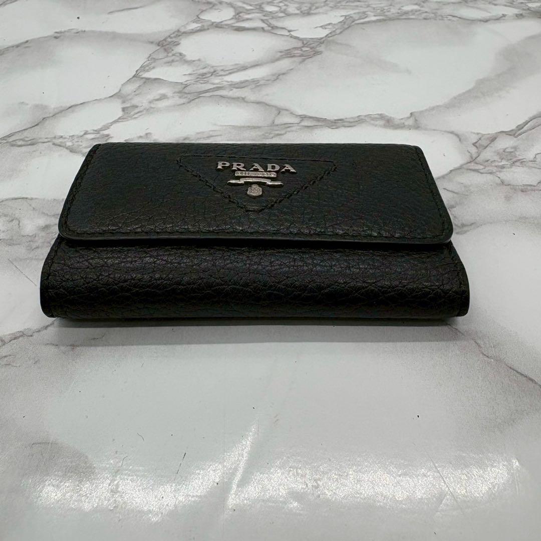 美品/現行✨プラダ NFCチップ キーケース4連 ブラック 黒 レザー