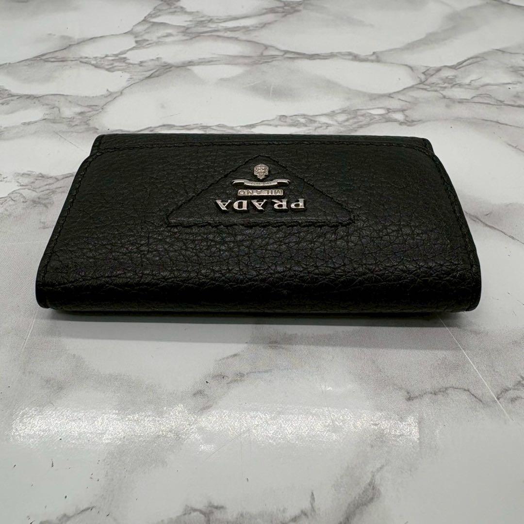 美品/現行✨プラダ NFCチップ キーケース4連 ブラック 黒 レザー