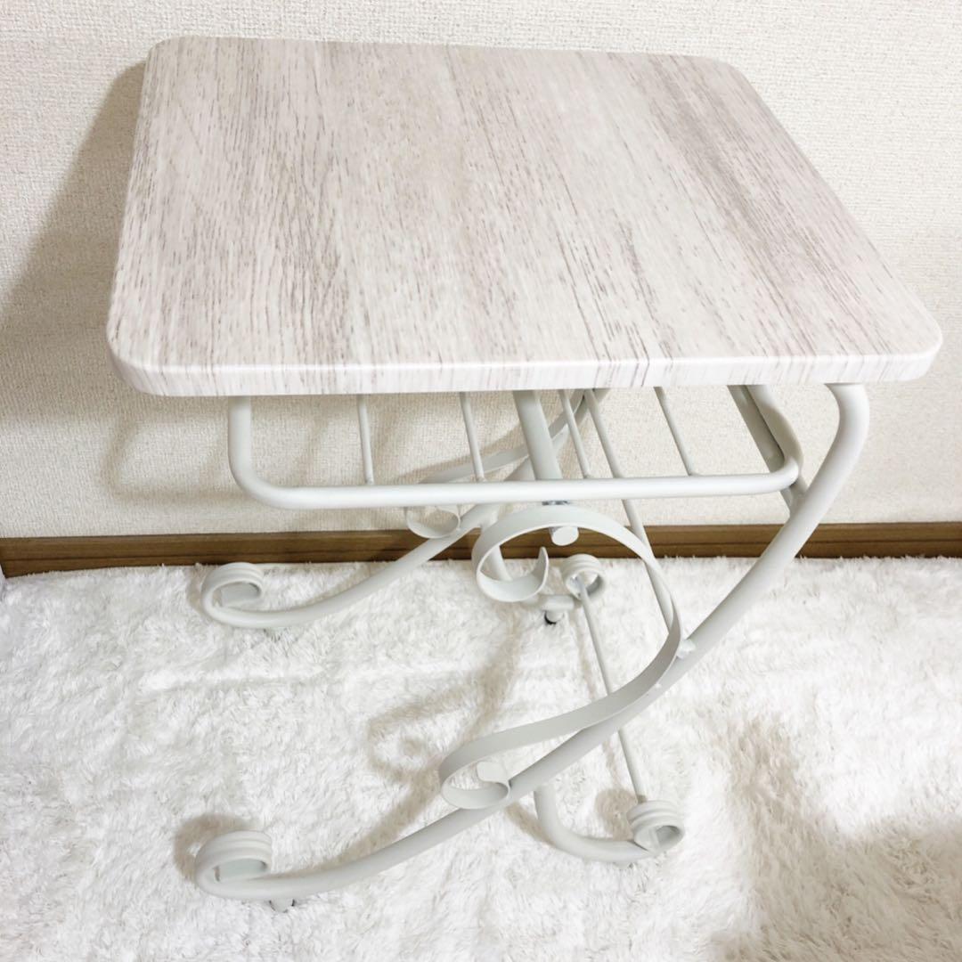 サイドテーブル ホワイト 完成品
