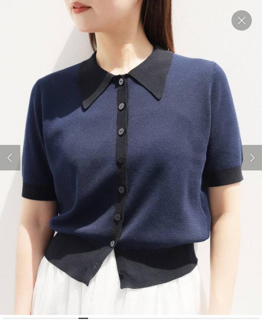【自宅試着のみ】イエナIENA Bポロシャツニット ネイビー