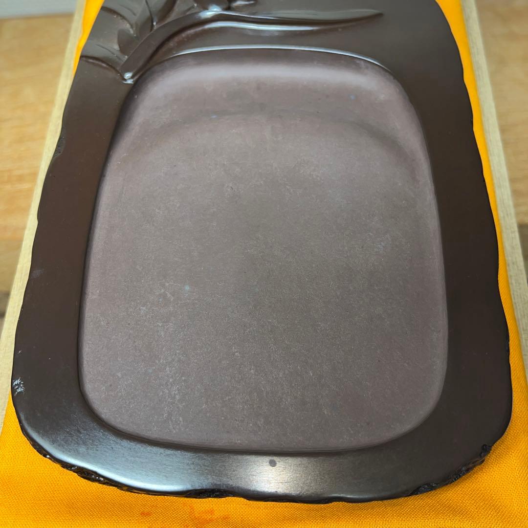 ⭕️赤間硯　蘭文研　伝統工芸士　下井唯石　新品美品　1.2kg超　共桐箱