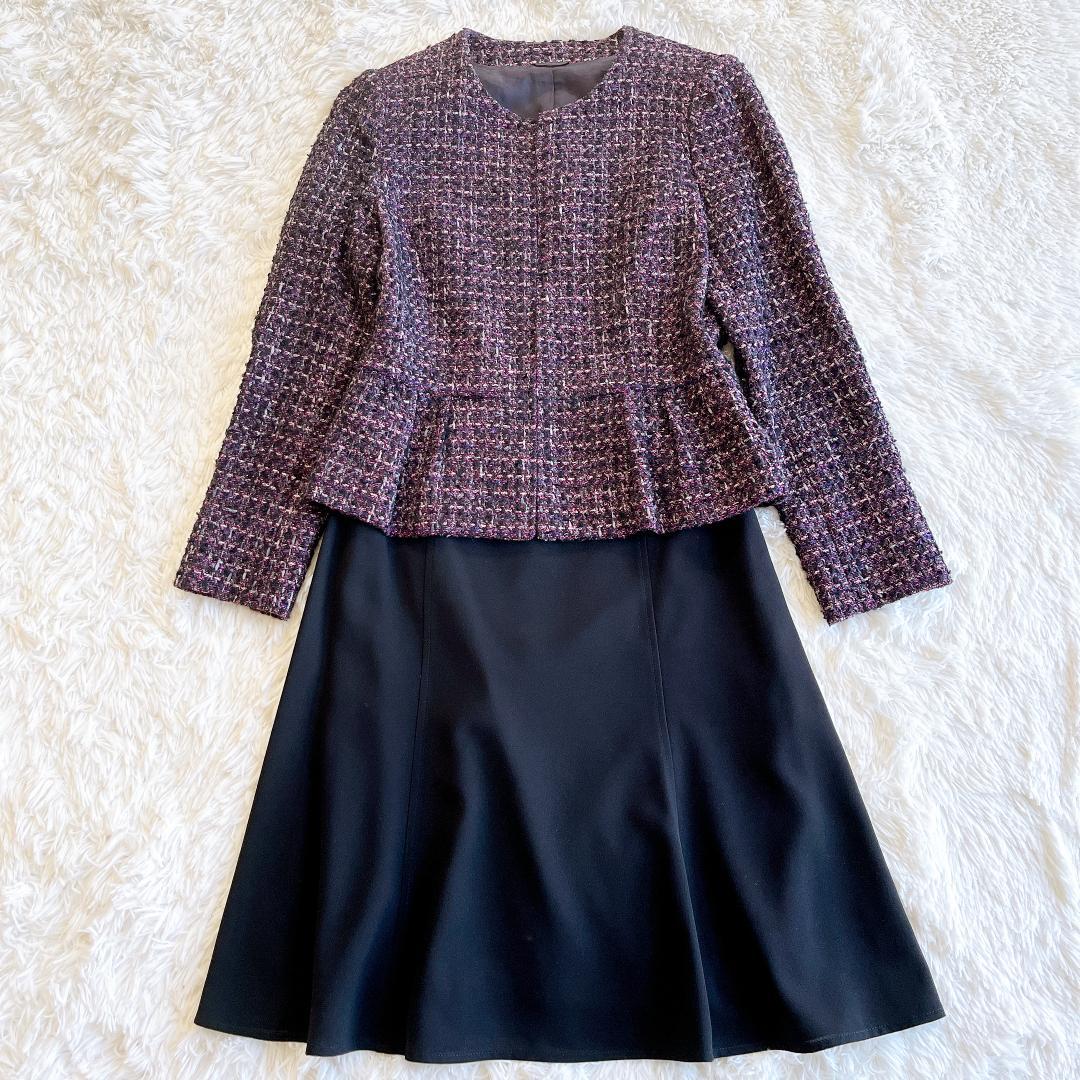 【ANAYI】華やかセットアップ　ノーカラージャケット３６＆フレアスカート７