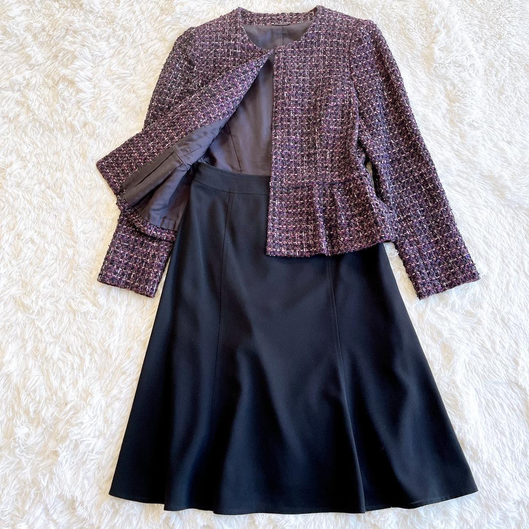 【ANAYI】華やかセットアップ　ノーカラージャケット３６＆フレアスカート７