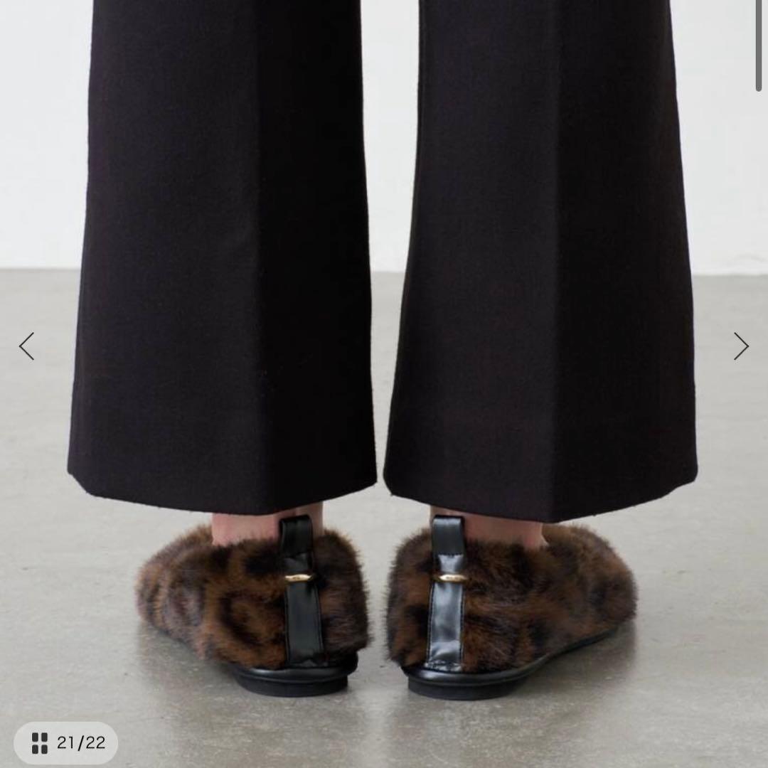 LE TALON GRISE ファーギャザーバレリーナ　レオパード24.5cm