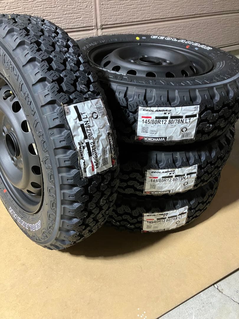 専用145/80r12 25年送料込み ホワイトレター ゴツゴツ4本セット