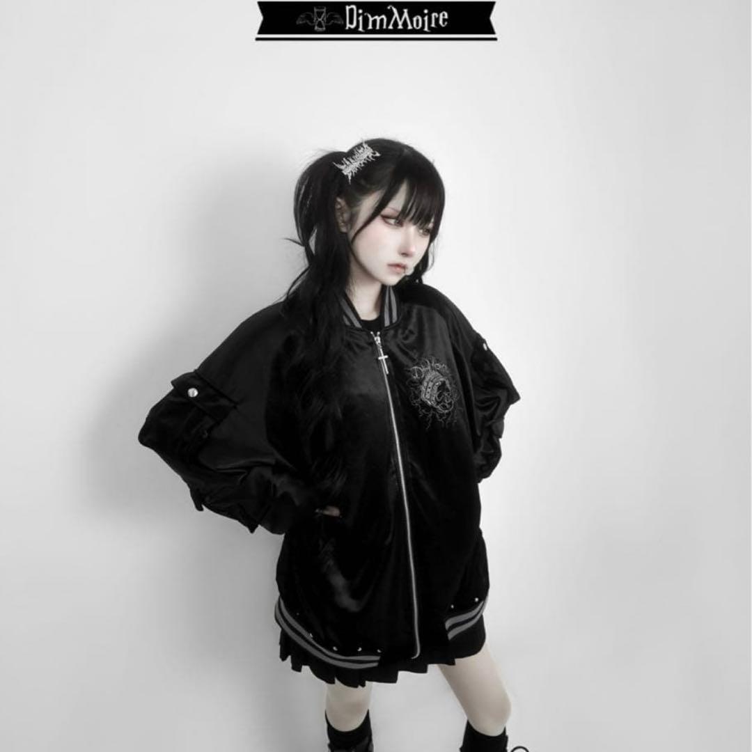 ディムモアール　Messy BonesベロアスカジャンBlack ユニセックス