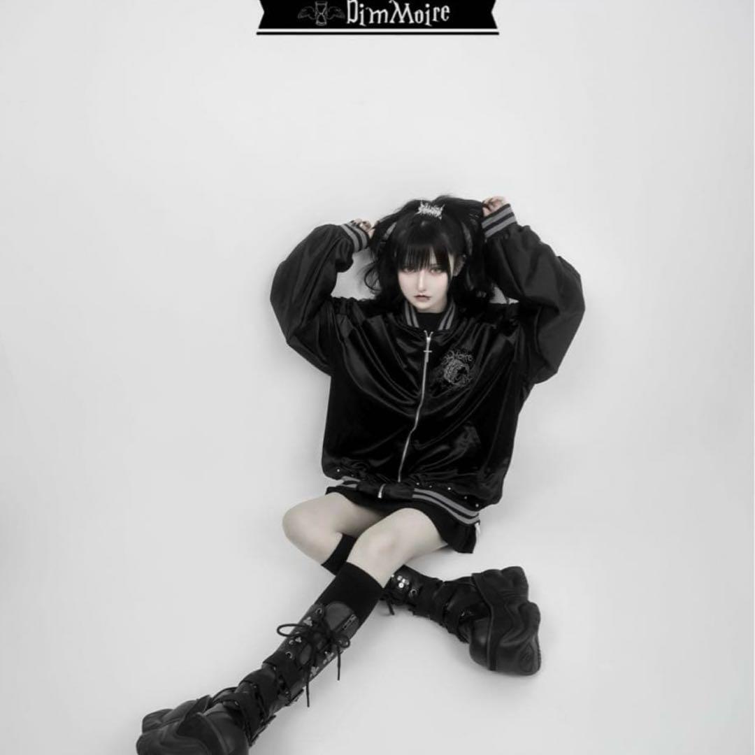 ディムモアール　Messy BonesベロアスカジャンBlack ユニセックス