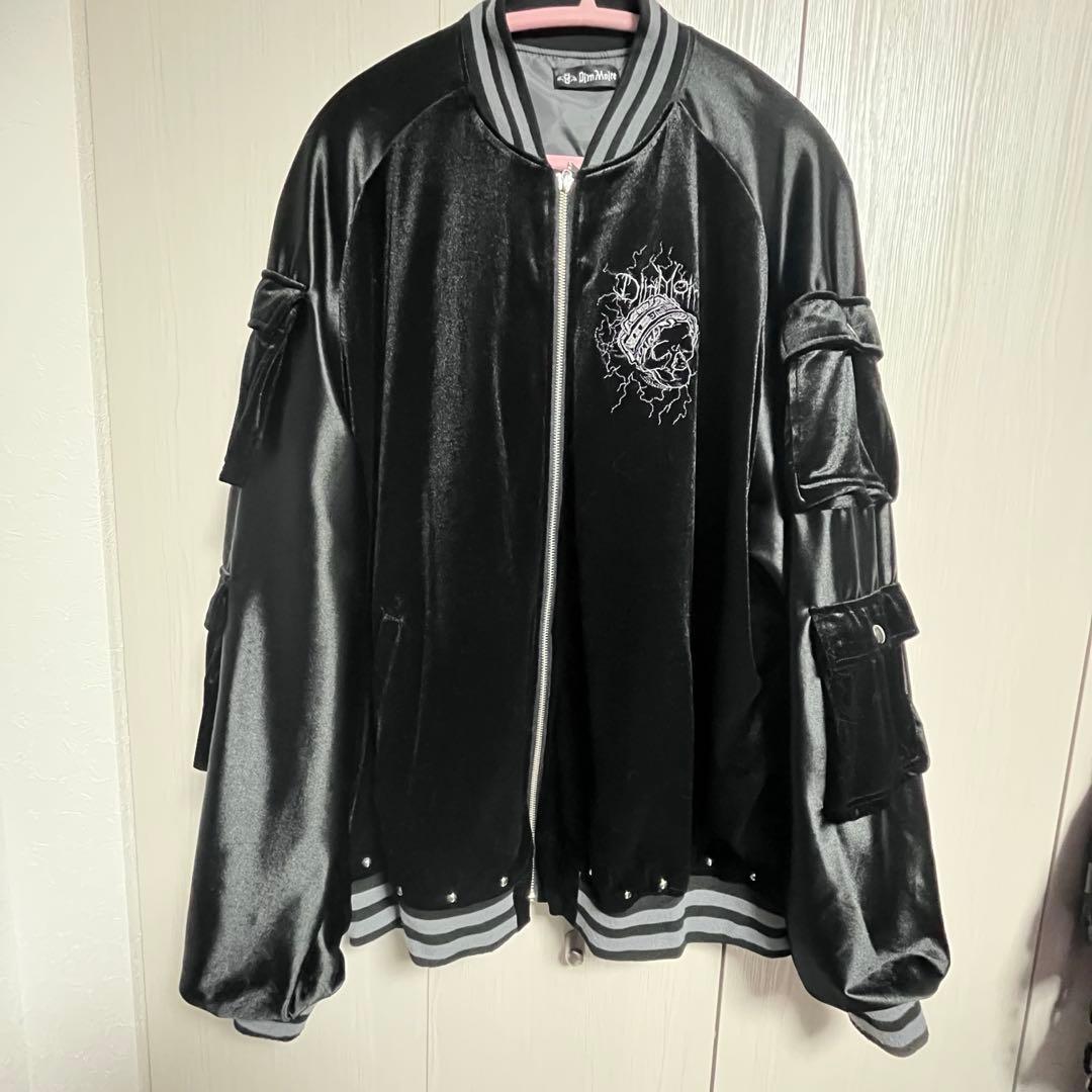 ディムモアール　Messy BonesベロアスカジャンBlack ユニセックス