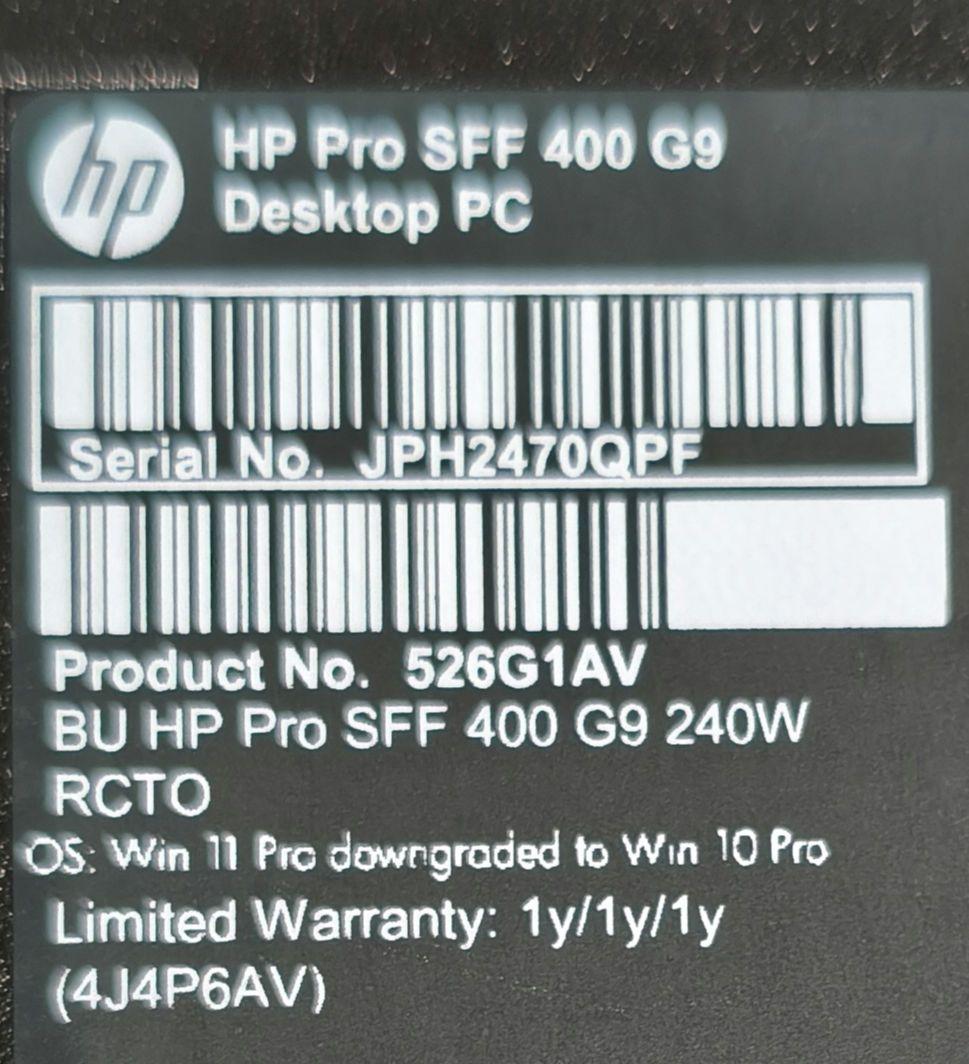 HP Pro SFF400 G9（INTEL　CORE i5 12600搭載）