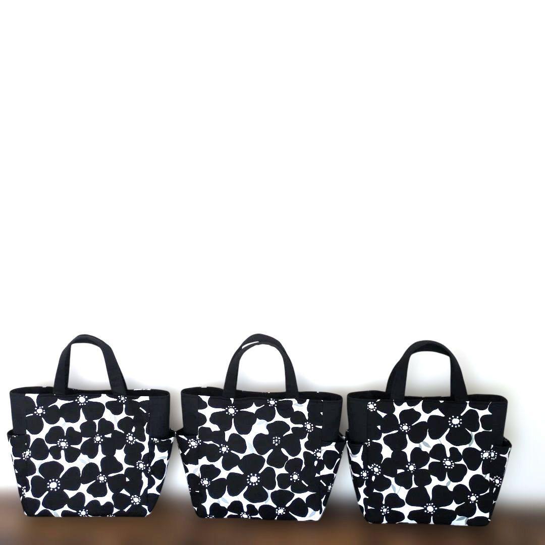 ハンドメイド　サイドポケット付き トートバッグ　花柄