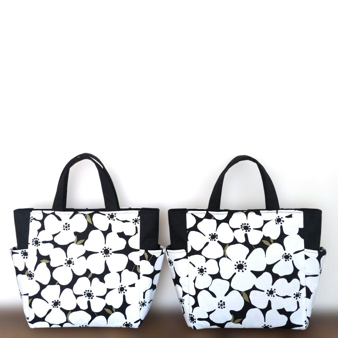 ハンドメイド　サイドポケット付き トートバッグ　花柄