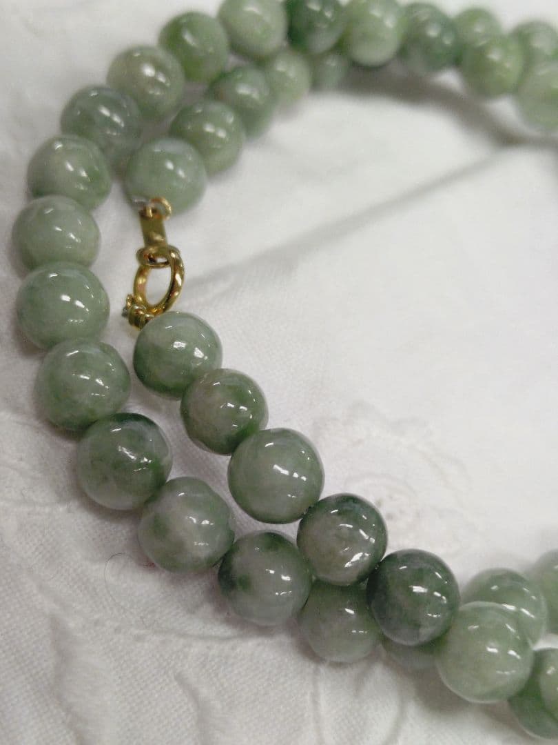 k18 翡翠ネックレス 天然石ネックレス ジェダイト 硬玉