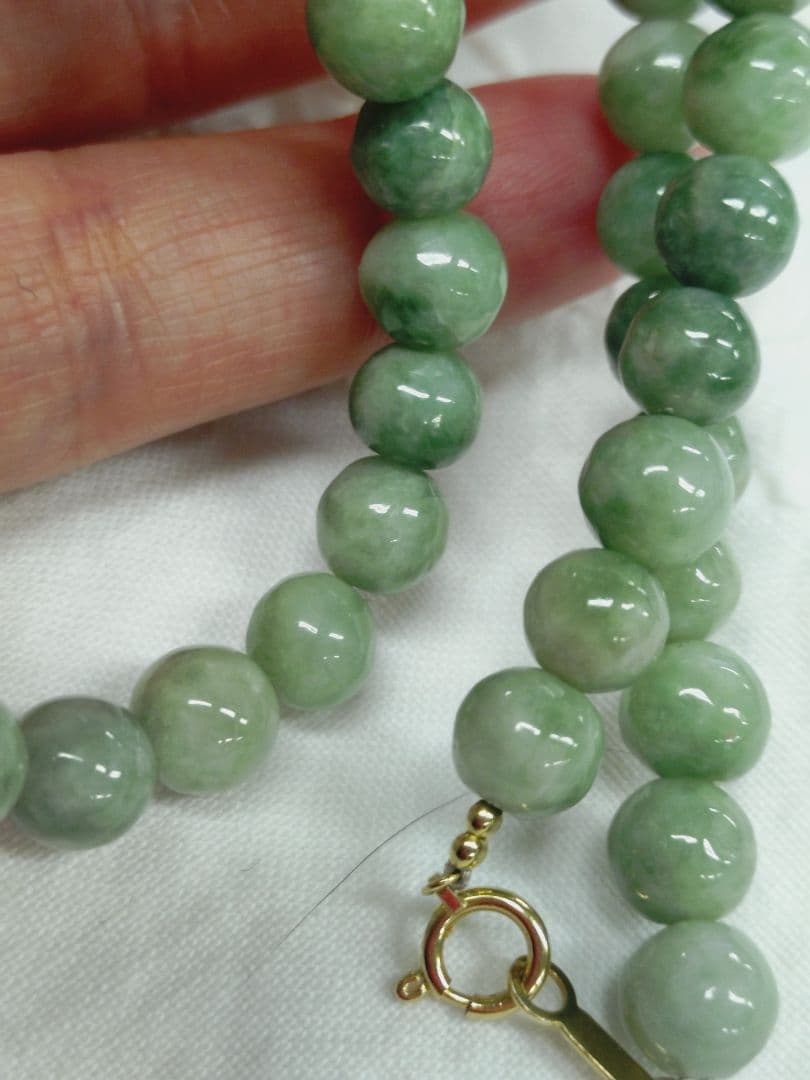 k18 翡翠ネックレス 天然石ネックレス ジェダイト 硬玉