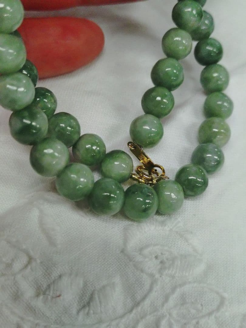 k18 翡翠ネックレス 天然石ネックレス ジェダイト 硬玉