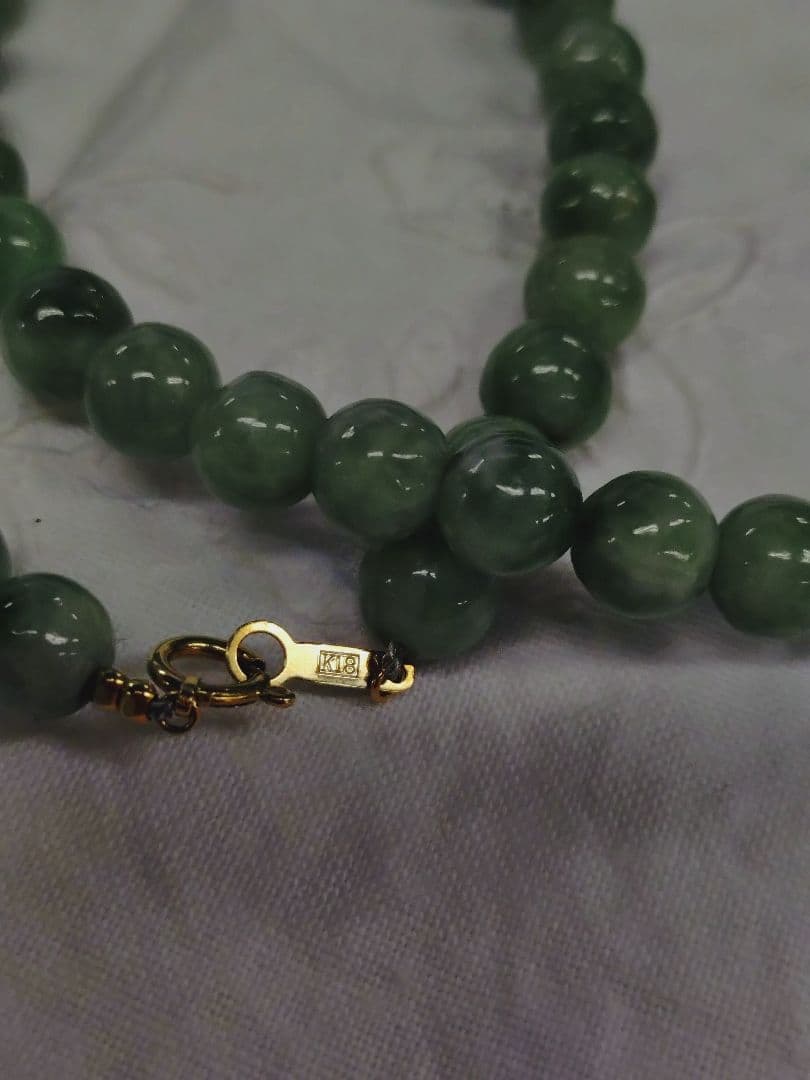 k18 翡翠ネックレス 天然石ネックレス ジェダイト 硬玉