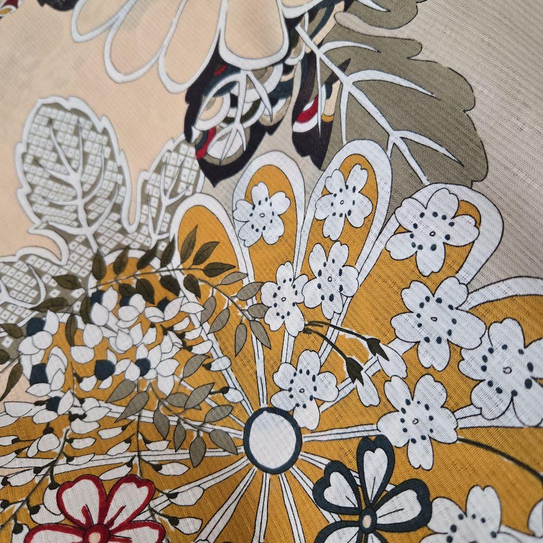 新品　utatane　浴衣　帯　下駄セット　変わり織り浴衣　ベージュ　花柄　菊