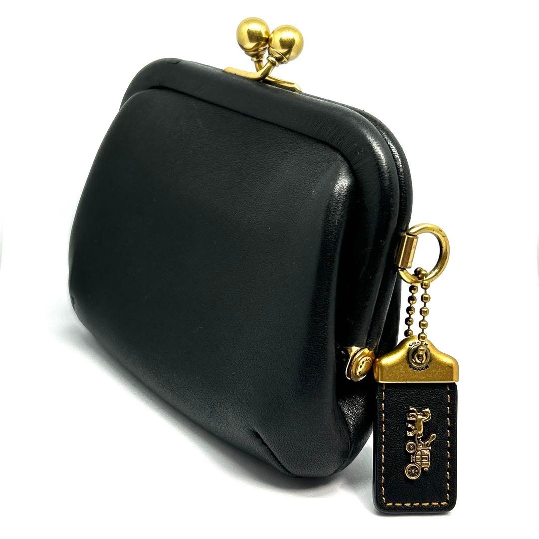 COACH レザー キスロック がま口 ケース 財布 黒 68326