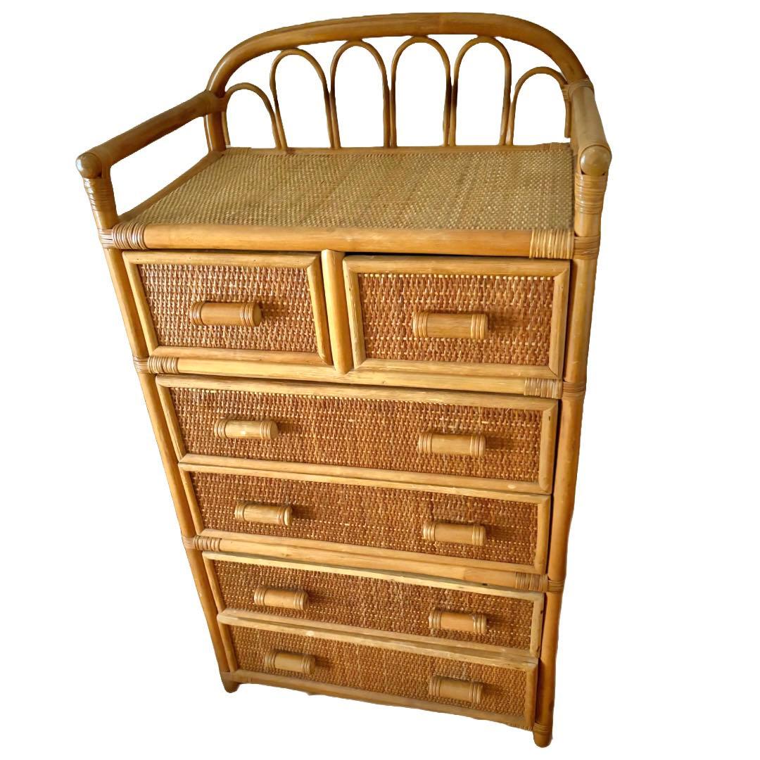 なこねひわ　籐　ラタン　5段　チェスト　箪笥